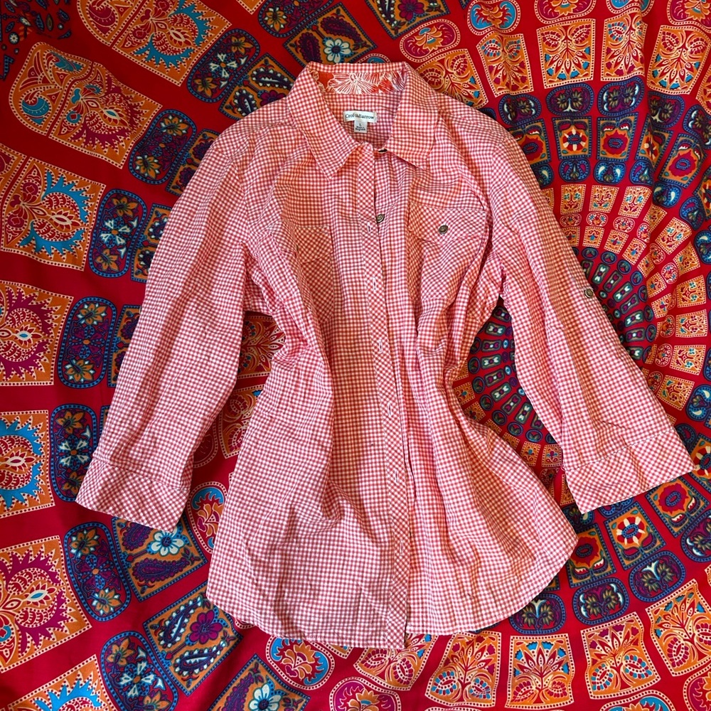 Croft & Barrow Red Gingham Button-Down Shirt